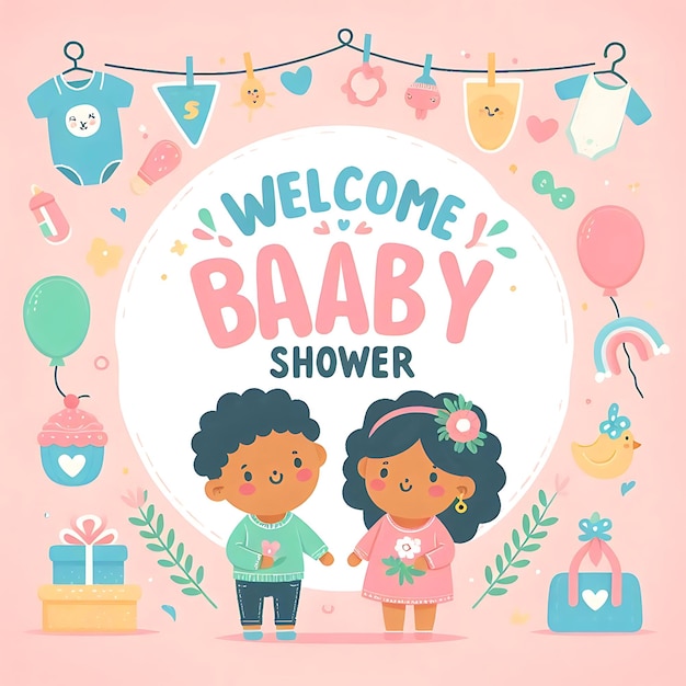 Foto ein schild mit der aufschrift welcome baby shower