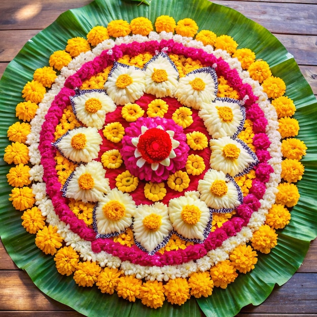 eine Blumendekoration, die von der Blume hergestellt wird, die mit Blumen geschmückt ist