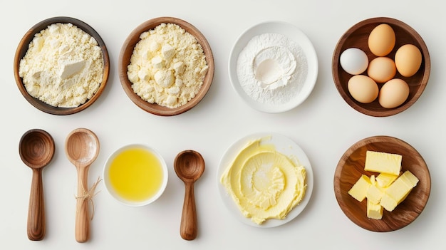 Foto eine minimalistische schritt-für-schritt-anleitung zur herstellung von butter in einer hellen umgebung auf weißem hintergrund