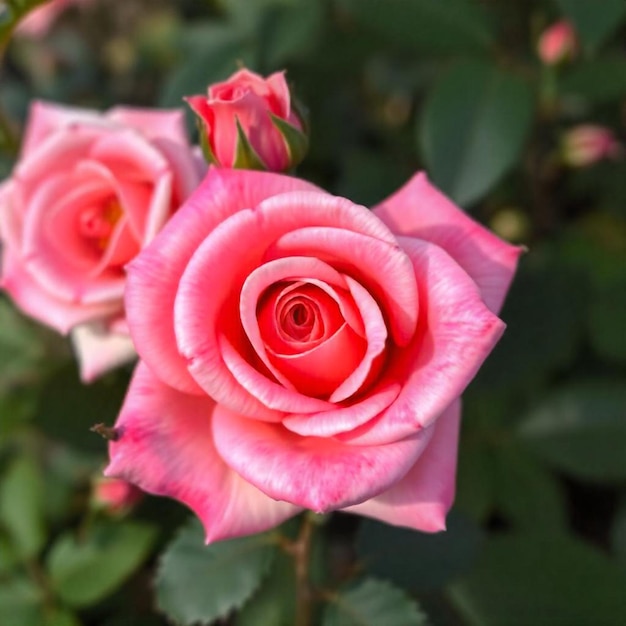 Foto eine rosa rose mit einem roten mittelpunkt, auf dem der name steht