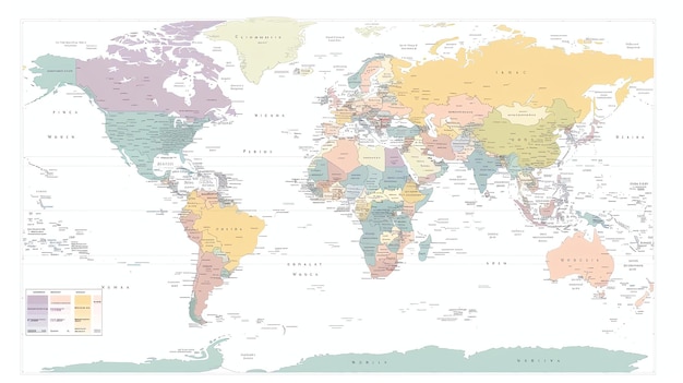 Foto eine wunderschöne und einzigartige weltkarte mit weichen pastellfarben und einem vintage-gefühl