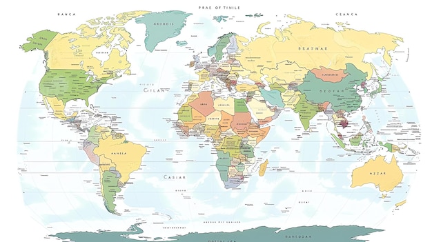Foto eine wunderschöne und einzigartige weltkarte mit weichen pastellfarben und handgezeichnetem stil