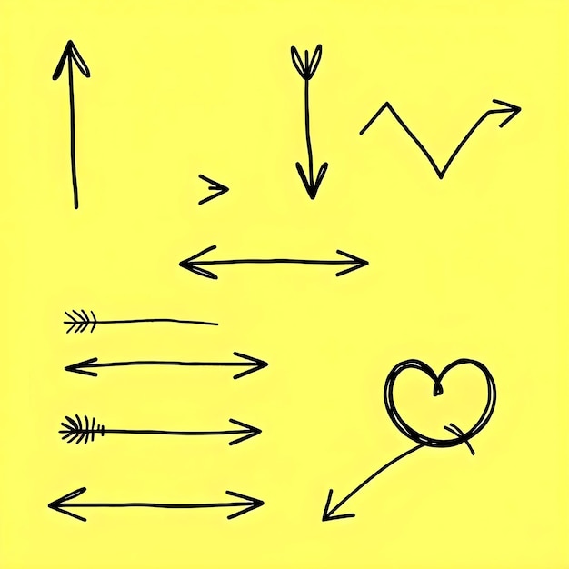 Foto eine zeichnung eines herzens und pfeile mit pfeilen, die nach rechts zeigen