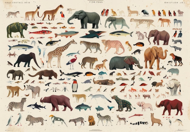 Foto enciclopédia ilustrada de animais