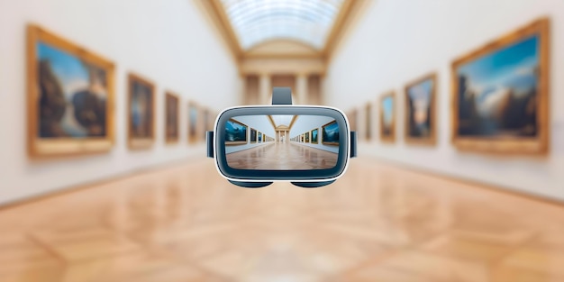 Foto entdecken sie meisterwerke mit einer virtuellen museumstour-app für ein immersives kunsterlebnis konzeptkunstgalerien virtuelle touren kulturerlebnisse immersive technologie interaktives lernen