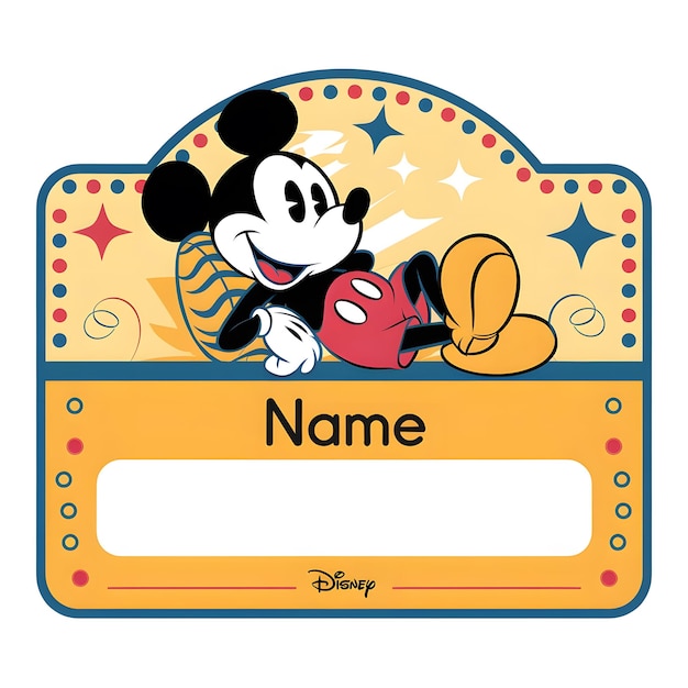 Foto etiqueta de nome do mickey mouse