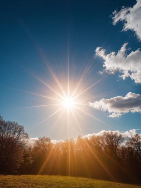 Foto flare solar no fundo do céu