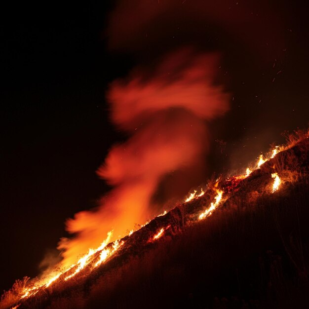 Foto fogo na colina à noite 25