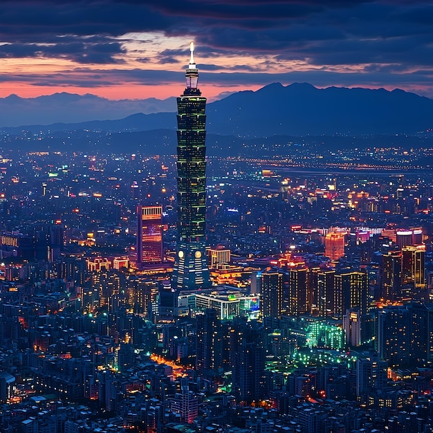 Foto foto der skyline der stadt taipei in der nacht