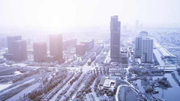 Fotografia aérea da paisagem arquitetônica moderna em Yangzhou China