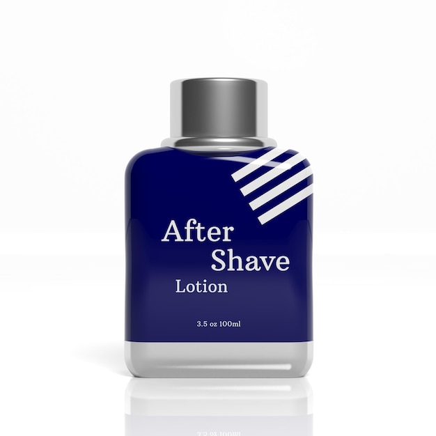 Frasco 3D After Shave isolado no fundo branco