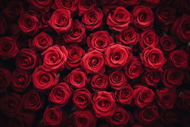 Fundo cheio de rosas vermelhas para o padrão floral do dia dos namorados