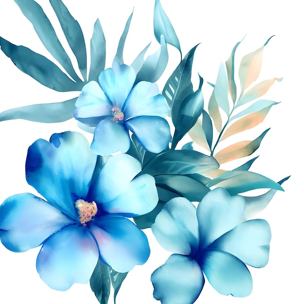 fundo de padrão de flor azul aquarela gerado por ai