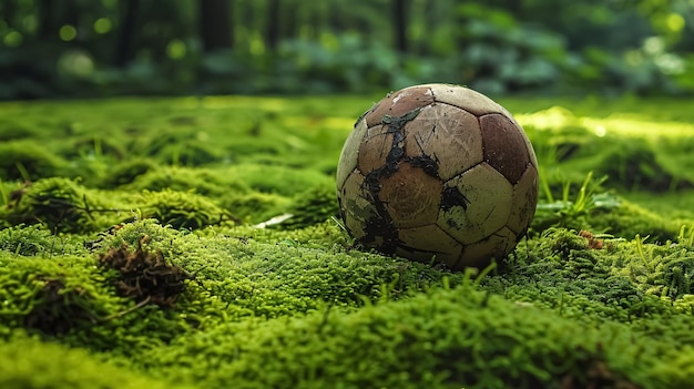 Foto fussball auf grunem rasen mit markierung fußball auf grünem gras mit markierungen