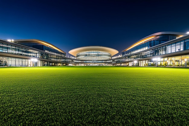 Foto fußball- oder fußballstadion mit scheinwerferlicht fußballarena