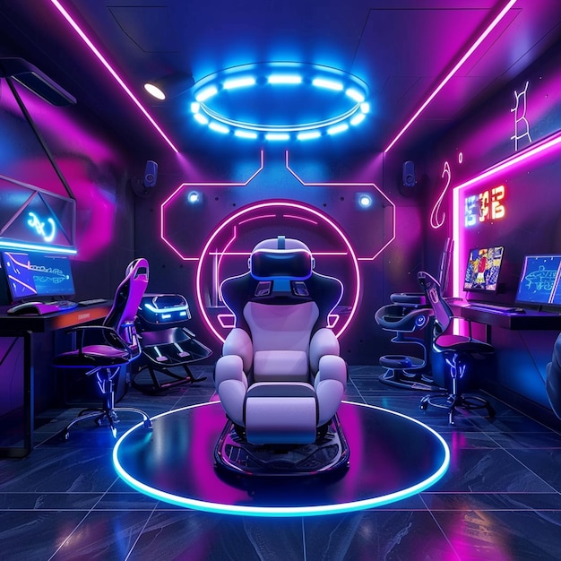 Foto futuristischer spielraum immersive virtuelle realität und interaktive umgebungen