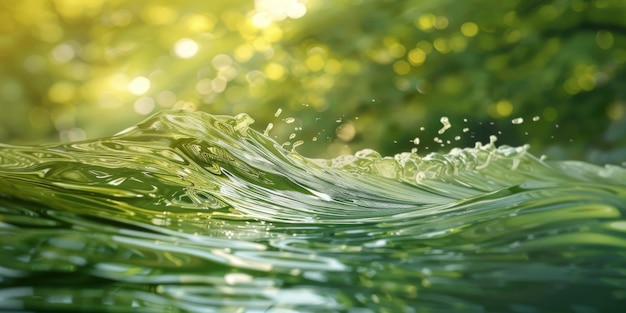 Foto glänzende wasserwelle mit sonnenlichtreflexion in der natur