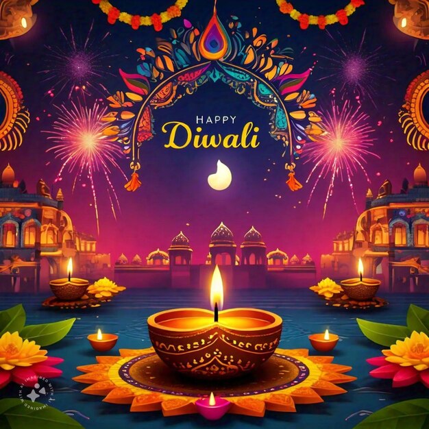 Foto glückliche diwali blumenkunstdesign