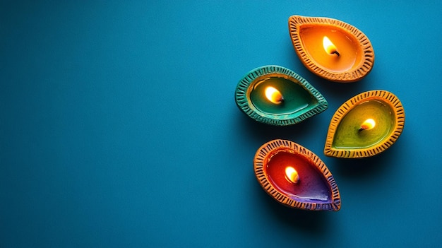 Foto glückliche diwali clay diya lampen werden während der hinduistischen diwali angezündet