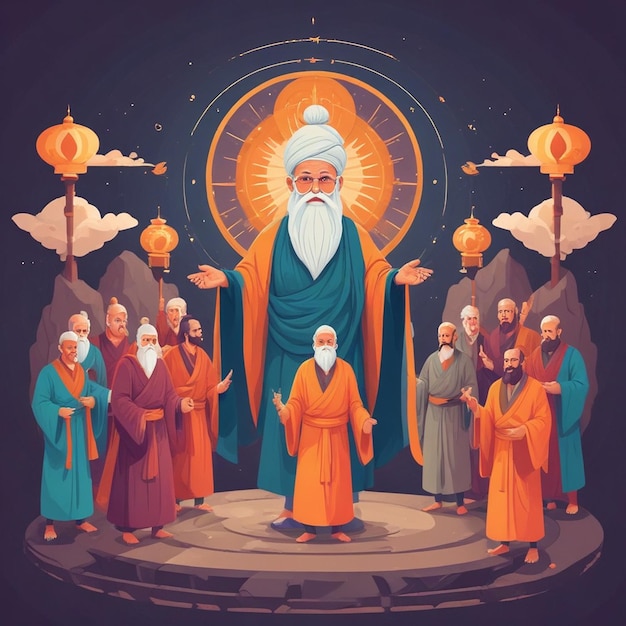 Foto glückliche guru purnima-illustration hintergrund