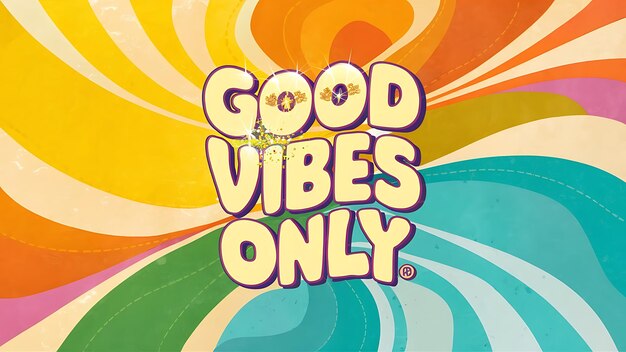 Foto good vibes nur farbenfroher hintergrund und text t-shirt design motivationszitate illustration typografie