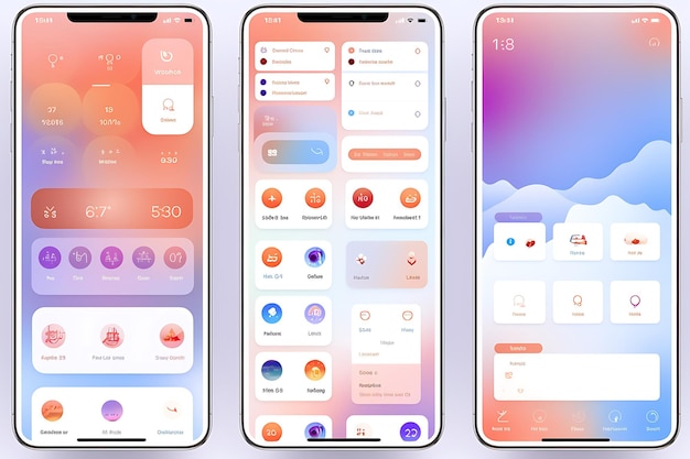 Foto gradient ui kit martphone home-bildschirm