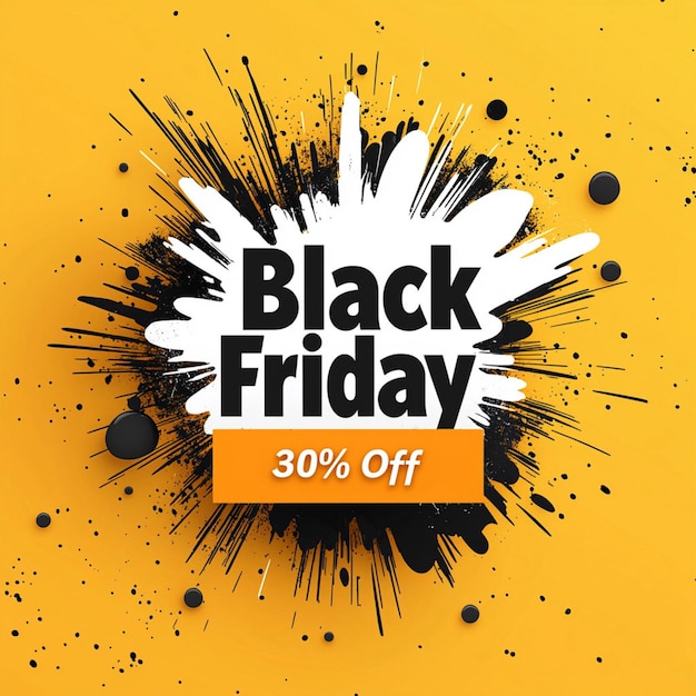 Foto grafik zur werbung für einen black friday sale mit gelbem hintergrund