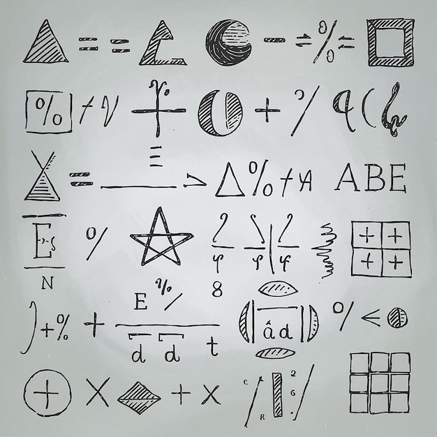 Foto handgezeichnete mathematische symbole