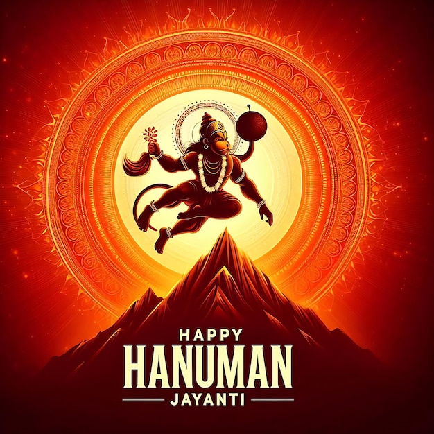 Foto hanuman jayanti illustration mit flat design hintergrund