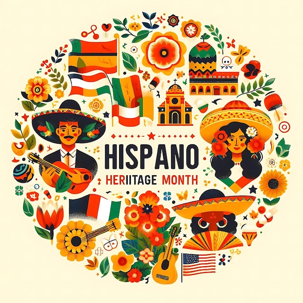 Foto hispanic heritage month web-banner-posterkarte für soziale medien und netzwerke