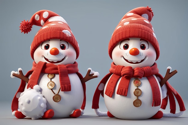 Homem de neve de Natal bonito em 3D