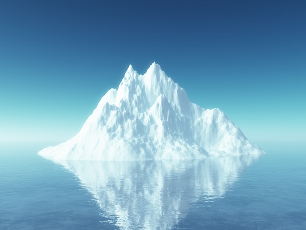 Iceberg 3D no oceano azul