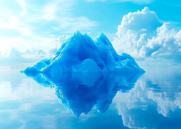 Foto iceberg maciço com reflexão subaquática no oceano ártico, ideal para projetos climáticos e naturais