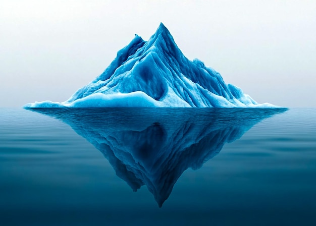 Foto iceberg maciço com reflexão subaquática no oceano ártico, ideal para projetos climáticos e naturais