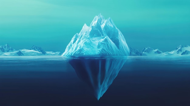 Foto ilustração do conceito de riscos subaquáticos representados por icebergs