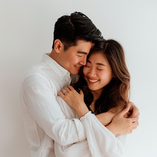 Foto imagem de um casal feliz apaixonado abraçando-se