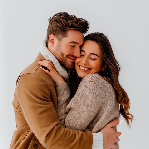 Foto imagem de um casal feliz apaixonado abraçando-se