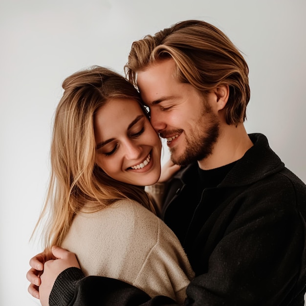 Foto imagem de um casal feliz apaixonado abraçando-se