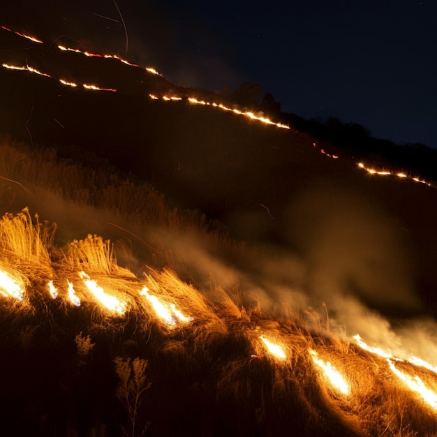 Foto incêndio na colina à noite 11