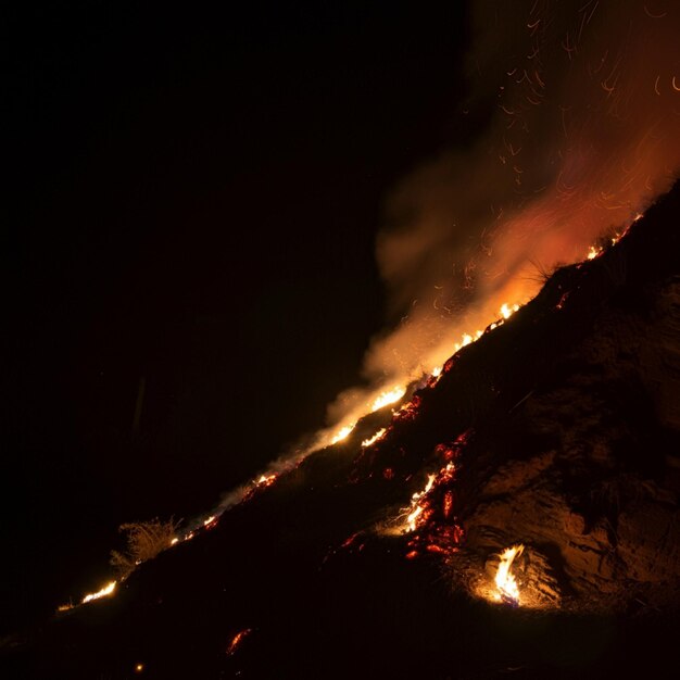 Foto incêndio na colina à noite 12