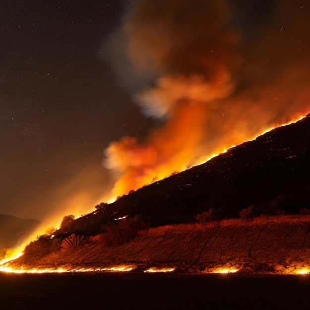 Foto incêndio na colina à noite 15