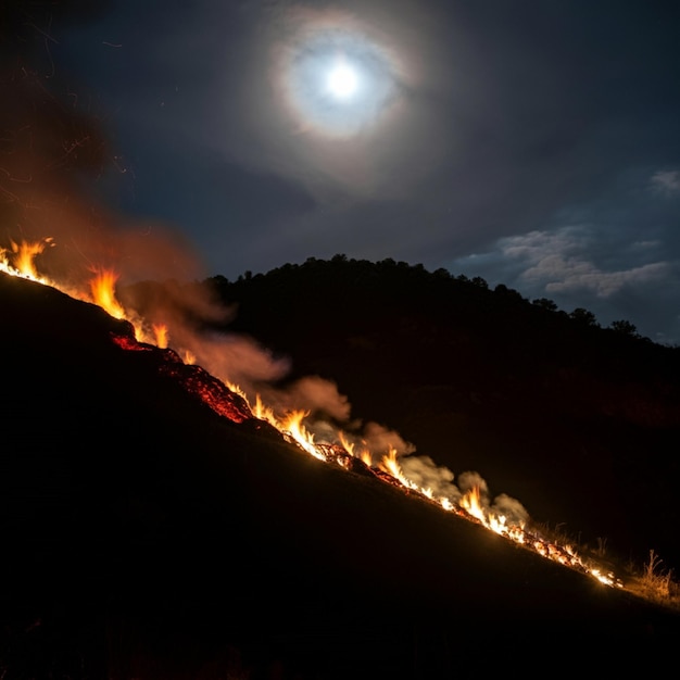 Foto incêndio na colina à noite 19