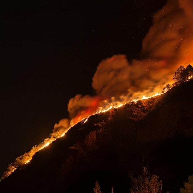 Foto incêndio na colina à noite 28