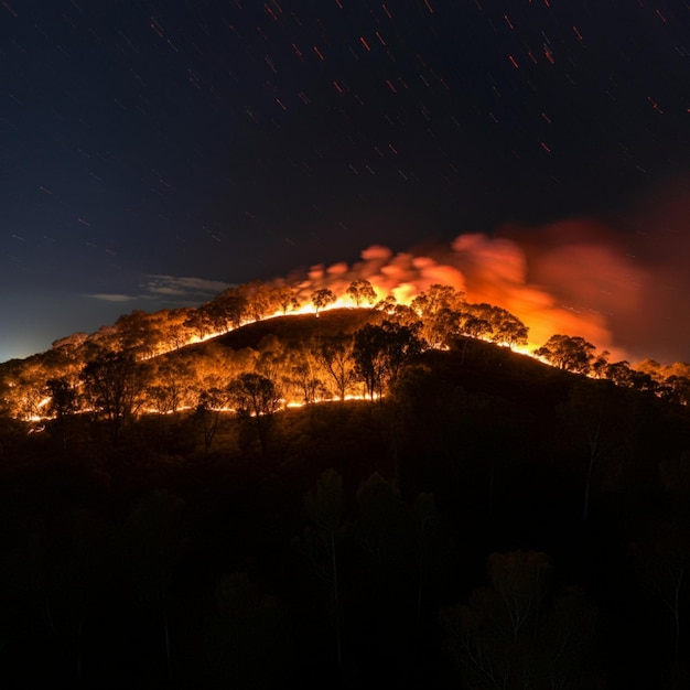 Foto incêndio na colina à noite 30