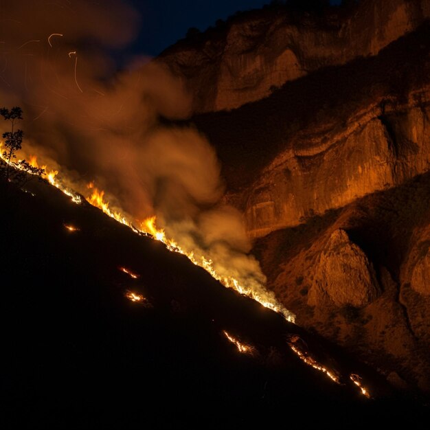 Foto incêndio na colina à noite 32