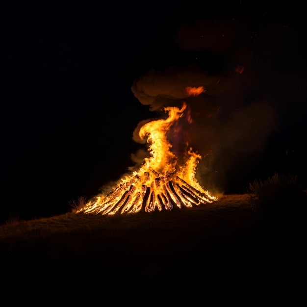 Foto incêndio na colina à noite 41