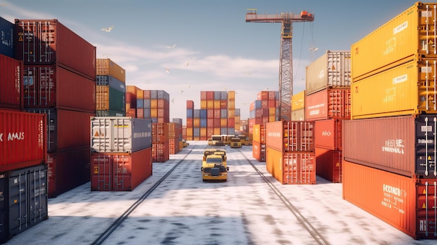 Industrielles Containerlager für logistisches Import-Export-Geschäft Generative Ai