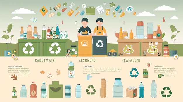 Foto infografik mit erläuterungen der umweltauswirkungen von recycling- und nicht-recycling-artikeln