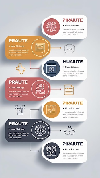 Foto infografik-vorlage mit einem sechsstufigen workflow-prozessdiagramm