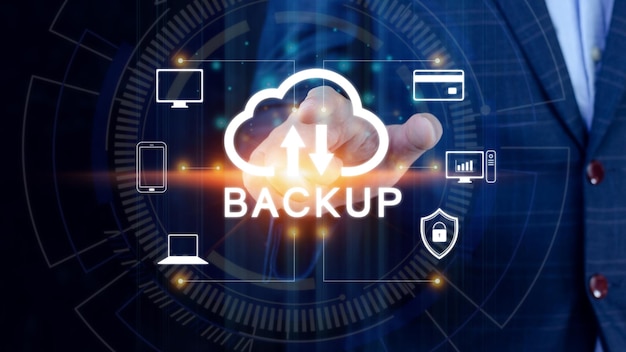 Foto internet-datenlagertechnologie backup-geschäftskonzept cloud-technologie datenspeicherung netzwerk- und internetdienstkonzept